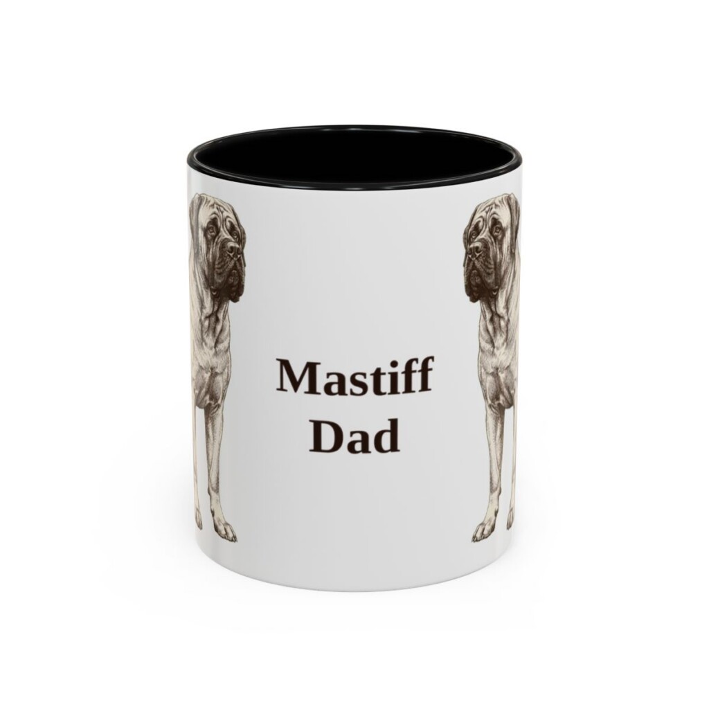 11oz Mastiff Dog Dad Mug, Black, front view