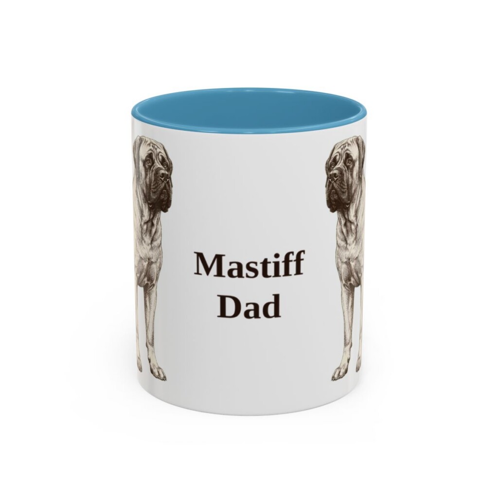 11oz Mastiff Dog Dad Mug, Light Blue, front view