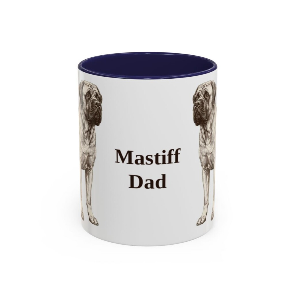 11oz Mastiff Dog Dad Mug, Navy, front view
