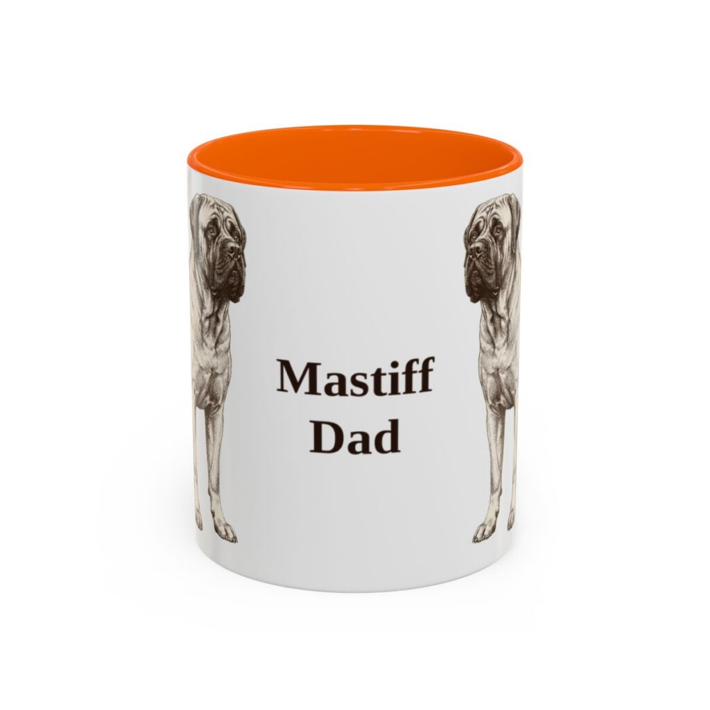 11oz Mastiff Dog Dad Mug, Orange, front view