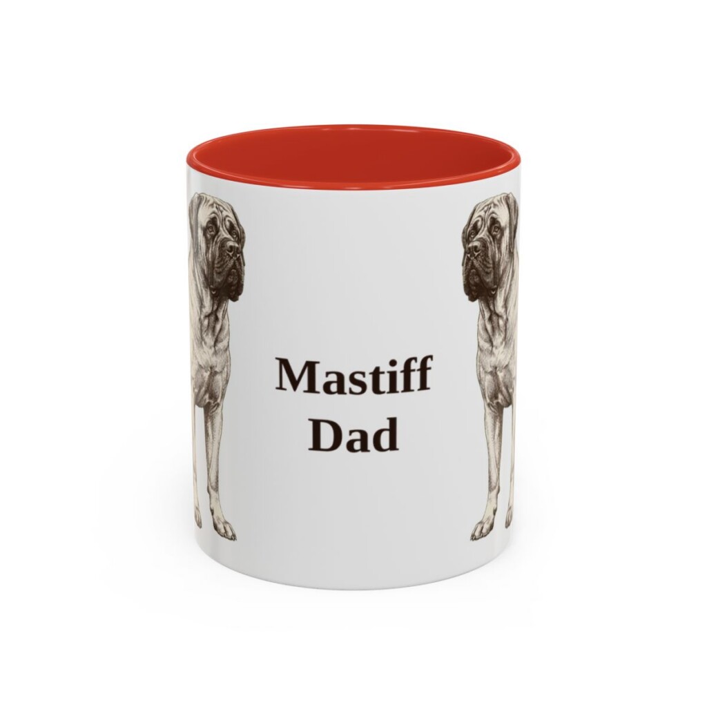 11oz Mastiff Dog Dad Mug, Red, front view