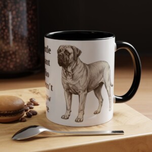 11oz Funny Mastiff Mug, Black, lifestyle photo