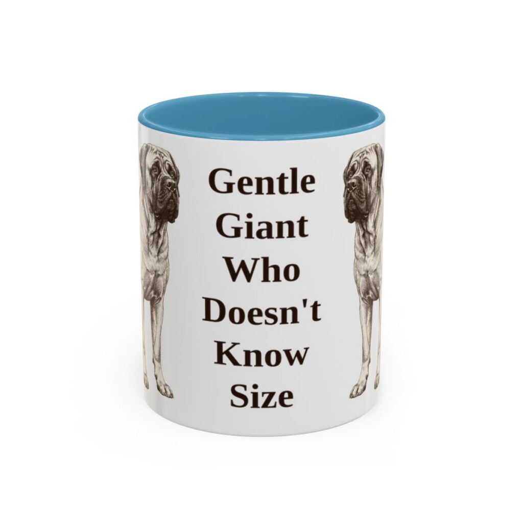 11oz Funny Mastiff Mug, Light Blue, front view