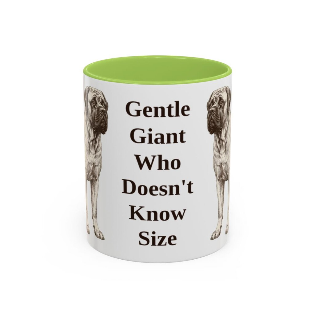 11oz Funny Mastiff Mug, Light Green, front view