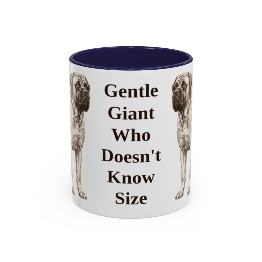 11oz Funny Mastiff Mug, Navy, front view