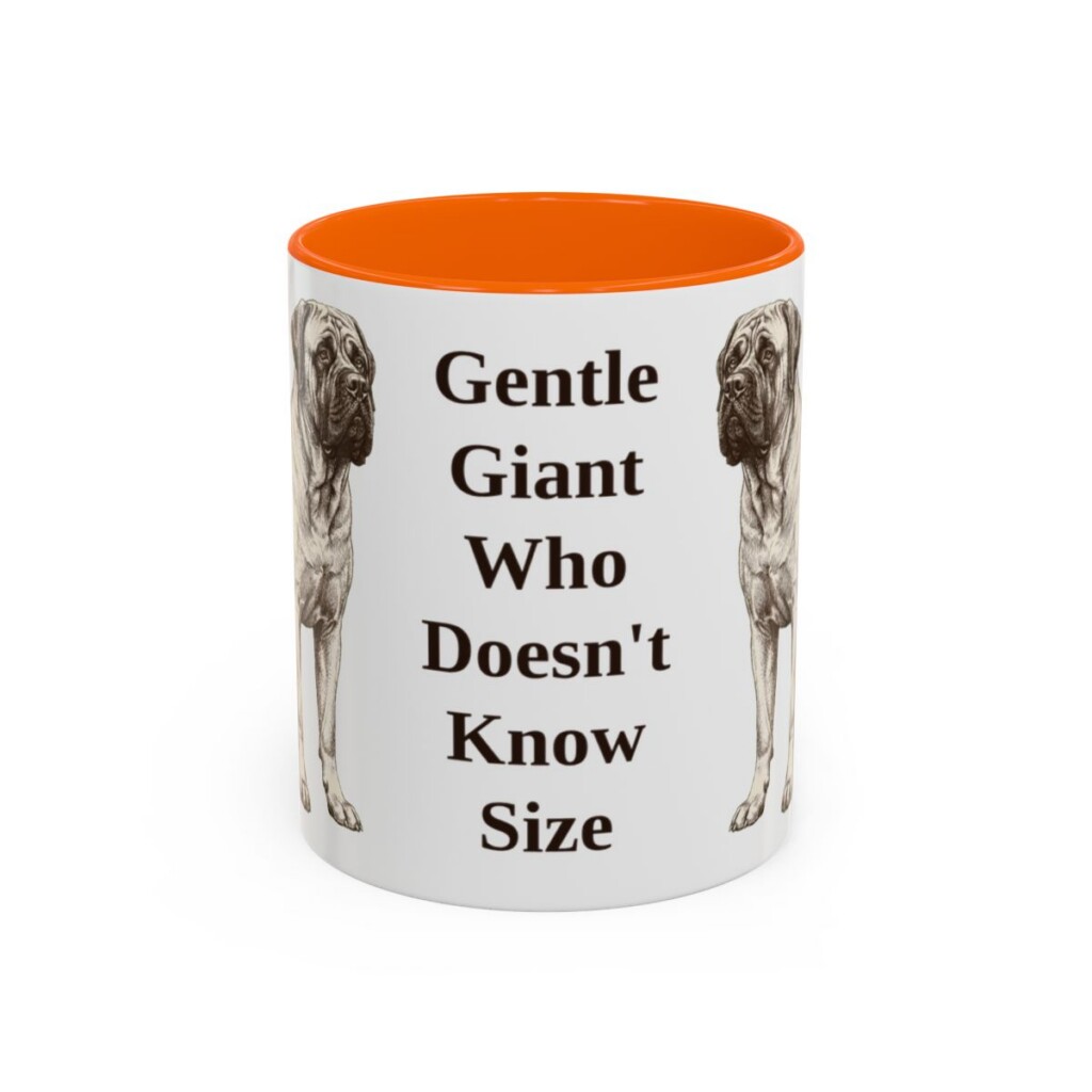 11oz Funny Mastiff Mug, Orange, front view