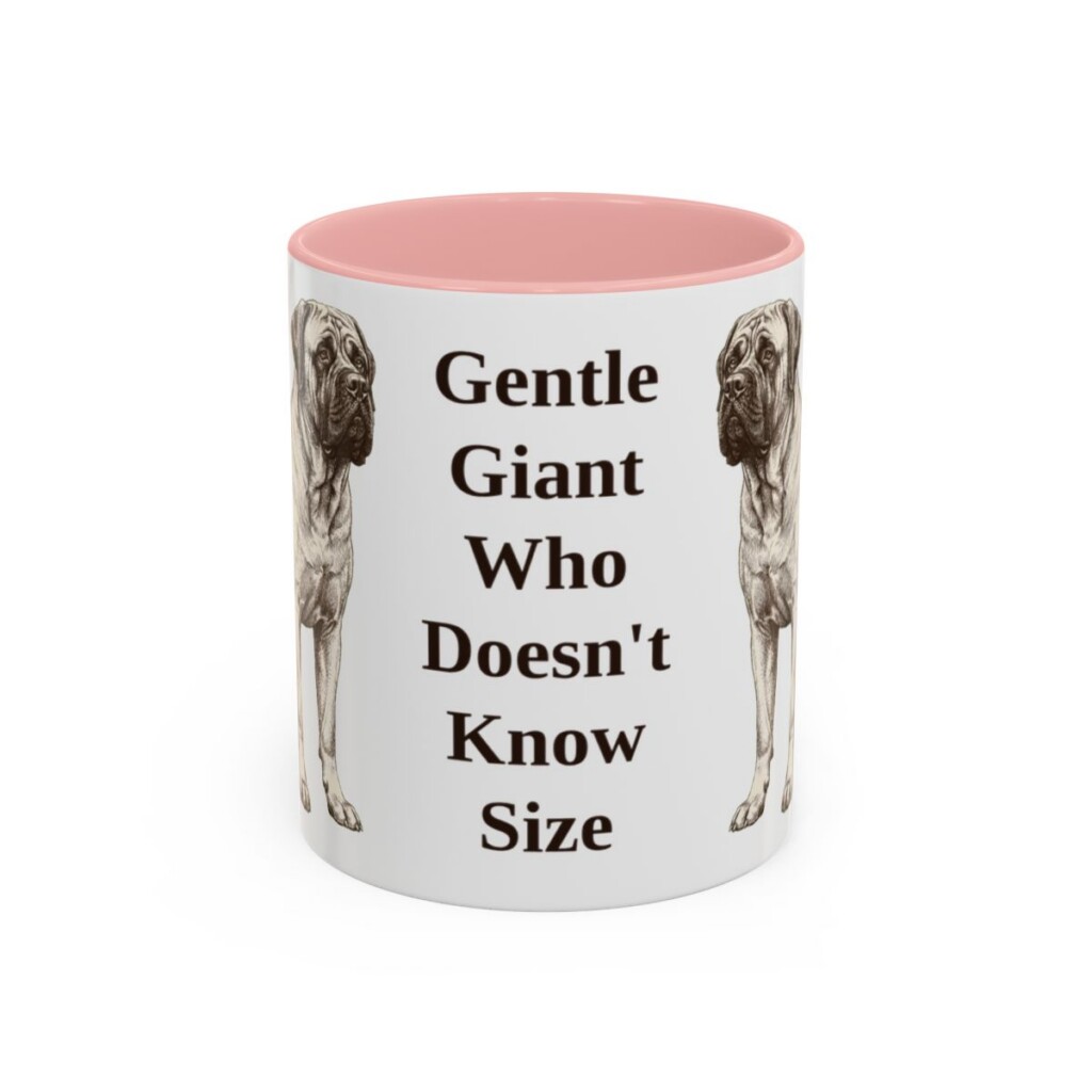 11oz Funny Mastiff Mug, Pink, front view