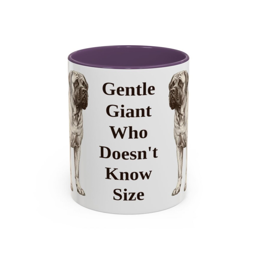 11oz Funny Mastiff Mug, Purple, front view
