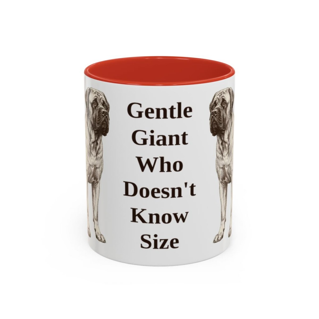 11oz Funny Mastiff Mug, Red, front view