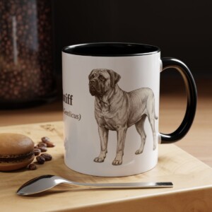 11oz Mastiff Latin Mug, Black, lifestyle photo
