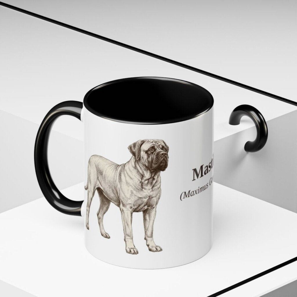 11oz Mastiff Latin Mug, Black, lifestyle photo