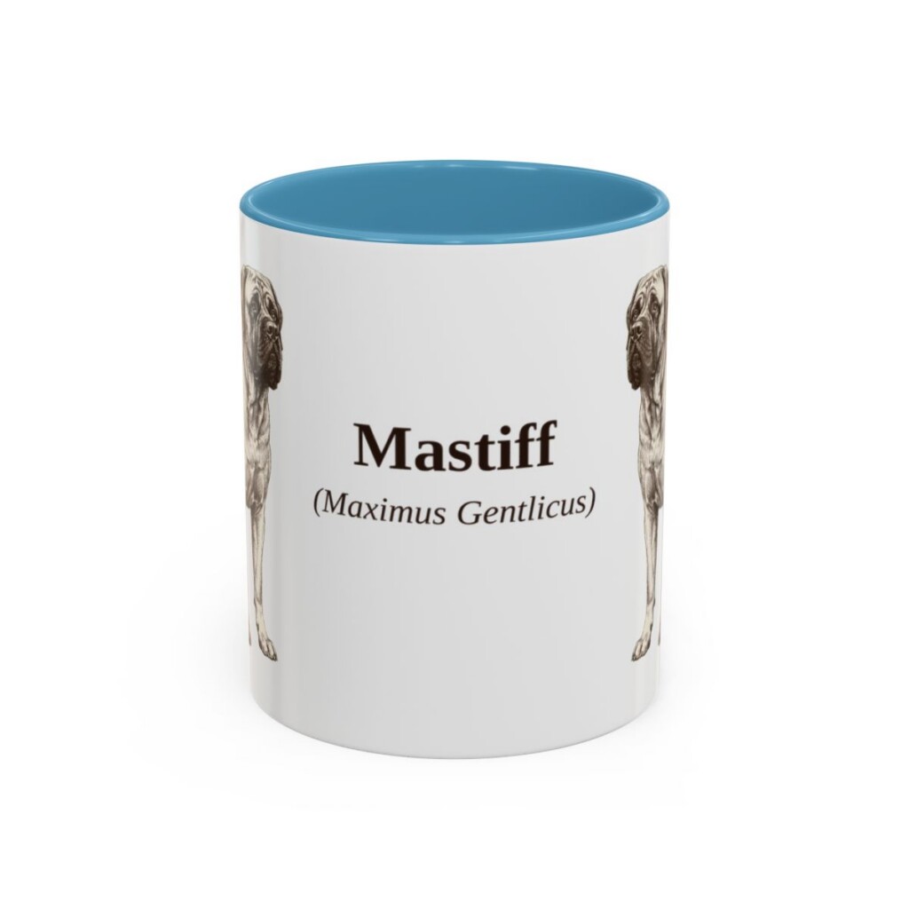 11oz Mastiff Latin Mug, Light Blue, front view