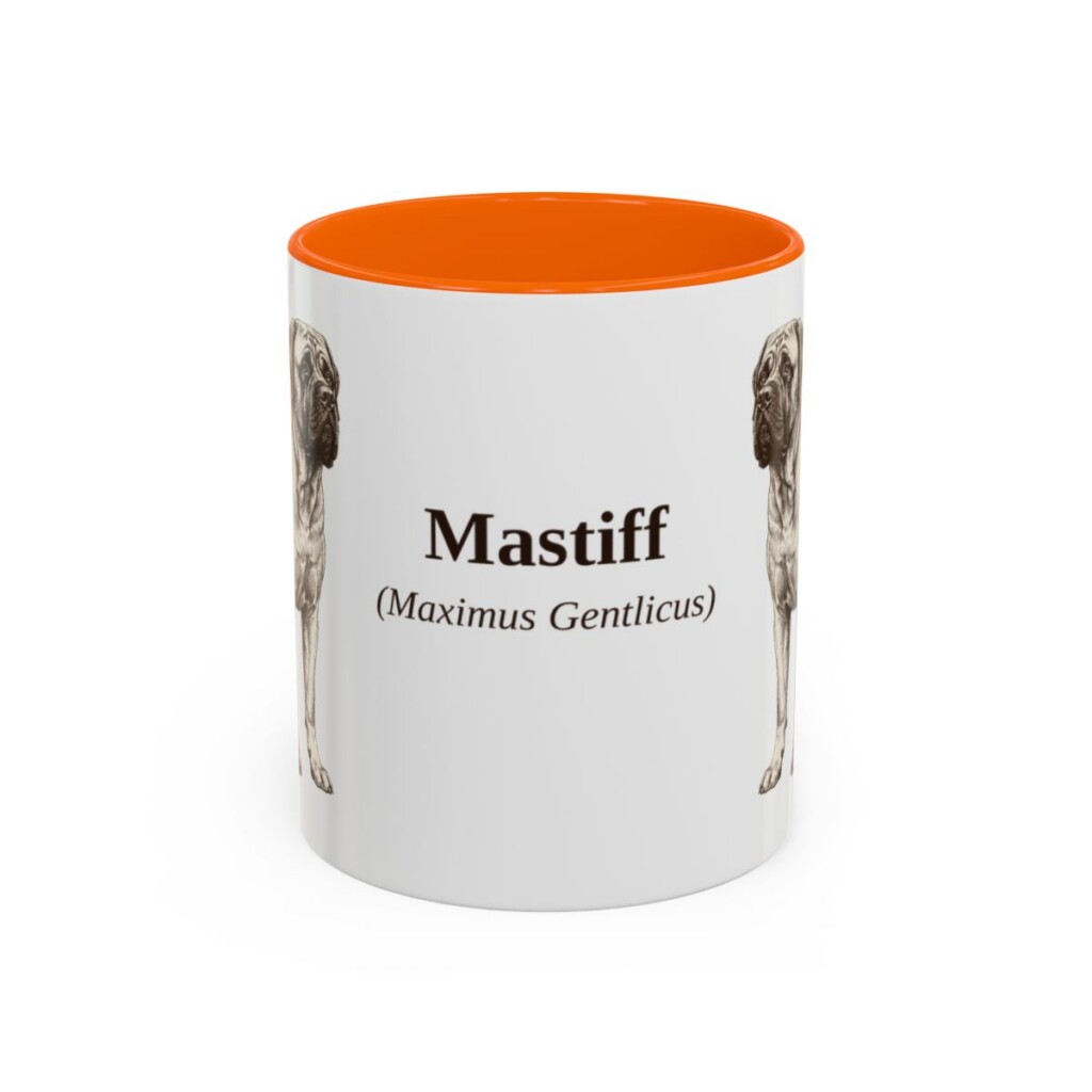 11oz Mastiff Latin Mug, Orange, front view