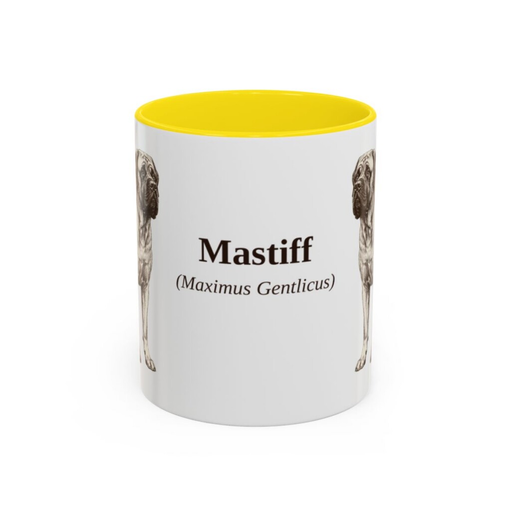 11oz Mastiff Latin Mug, Yellow, front view