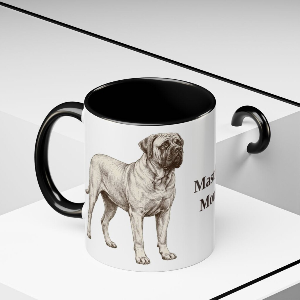 11oz Mastiff Dog Mom Mug, Black, lifestyle photo