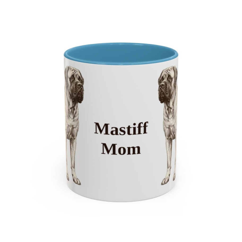 11oz Mastiff Dog Mom Mug, Light Blue, front view