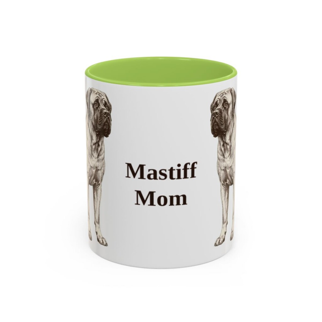11oz Mastiff Dog Mom Mug, Light Green, front view