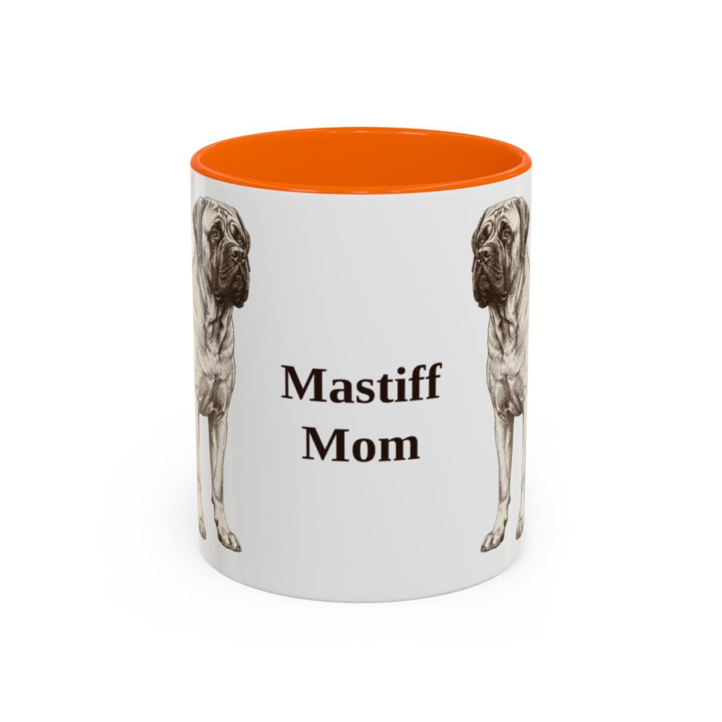 11oz Mastiff Dog Mom Mug, Orange, front view