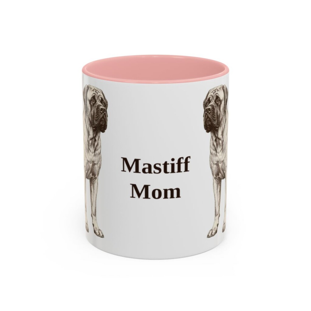 11oz Mastiff Dog Mom Mug, Pink, front view