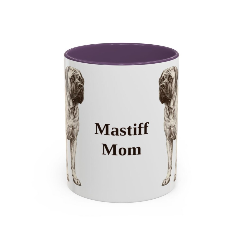 11oz Mastiff Dog Mom Mug, Purple, front view