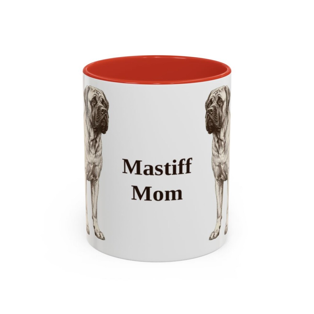11oz Mastiff Dog Mom Mug, Red, front view