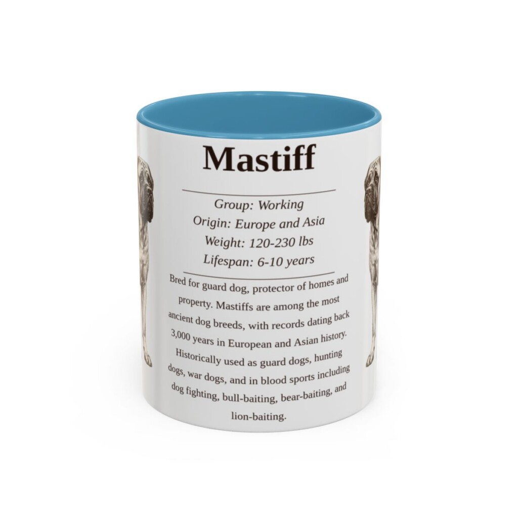 11oz Mastiff Mug, Light Blue, front view