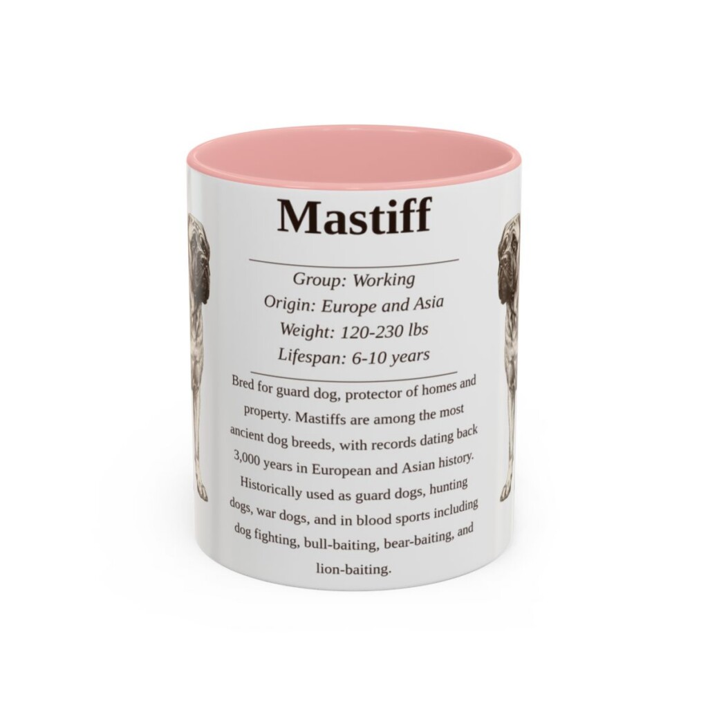 11oz Mastiff Mug, Pink, front view