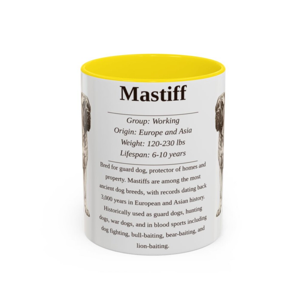 11oz Mastiff Mug, Yellow, front view