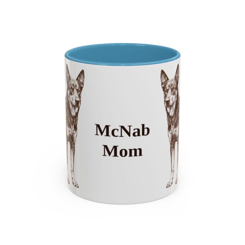 11oz McNab Dog Mom Mug, Light Blue, front view