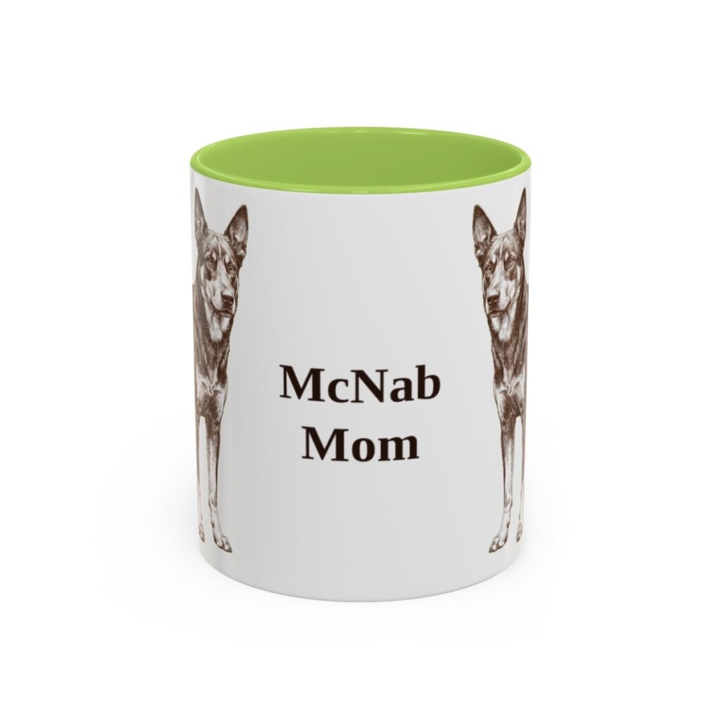 11oz McNab Dog Mom Mug, Light Green, front view