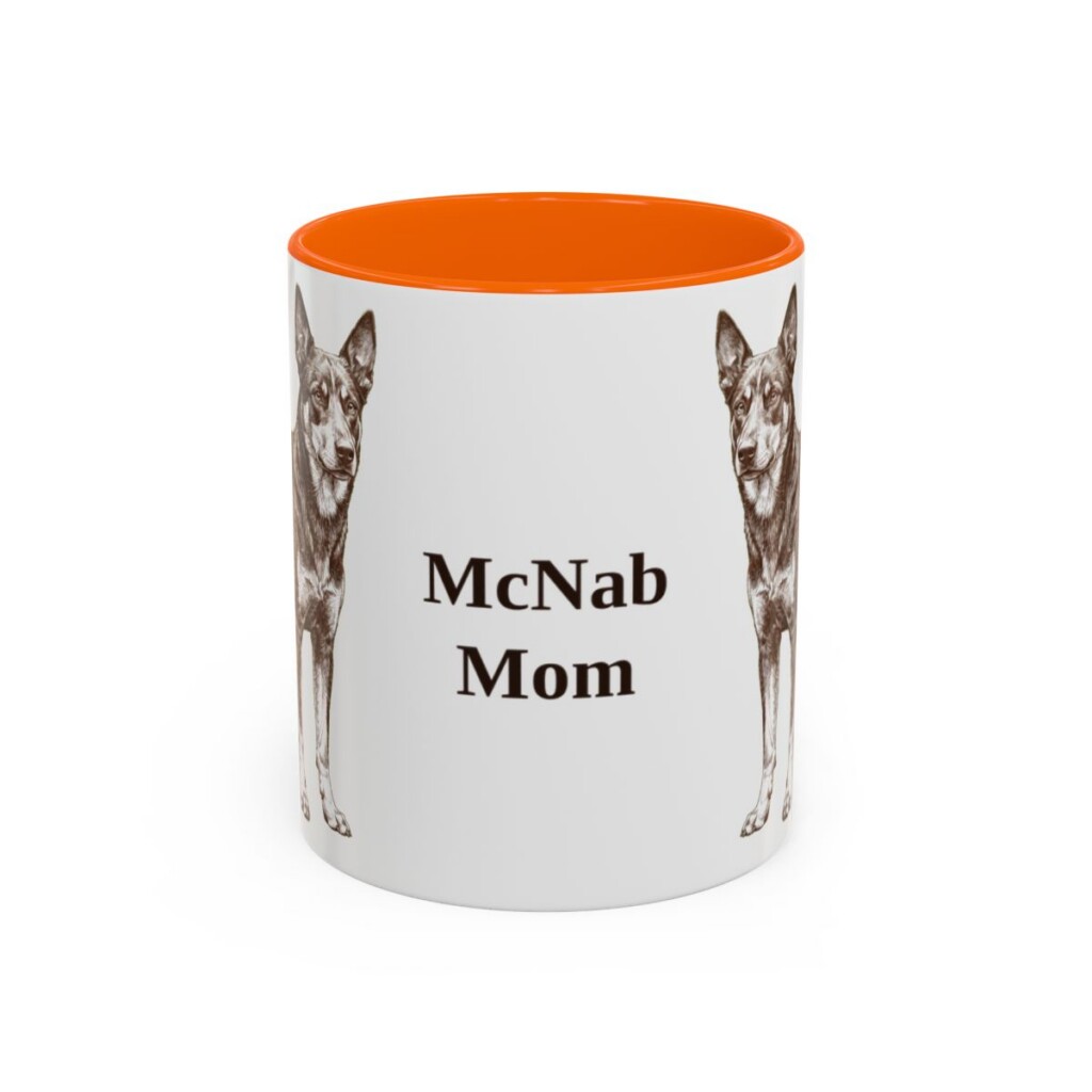 11oz McNab Dog Mom Mug, Orange, front view