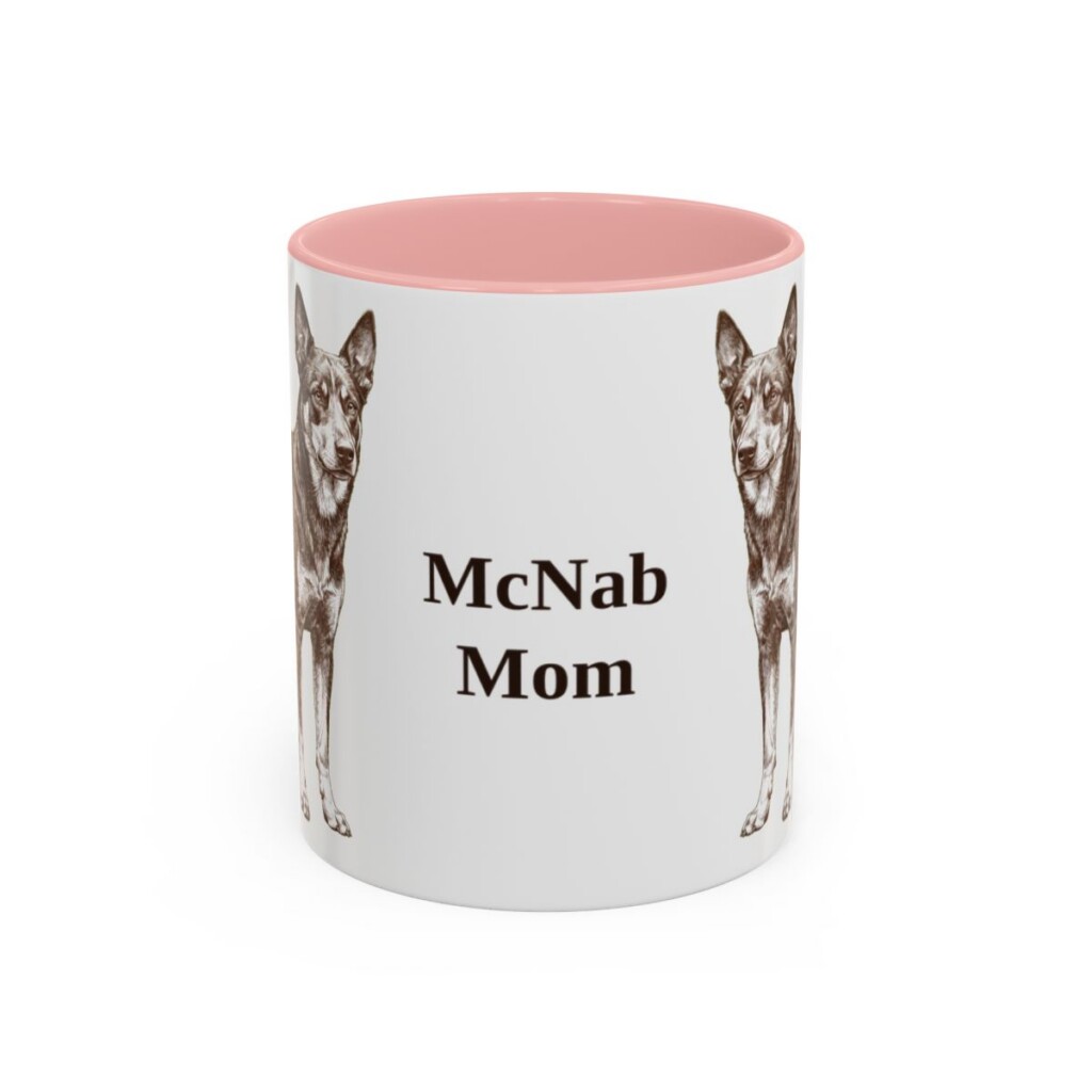 11oz McNab Dog Mom Mug, Pink, front view