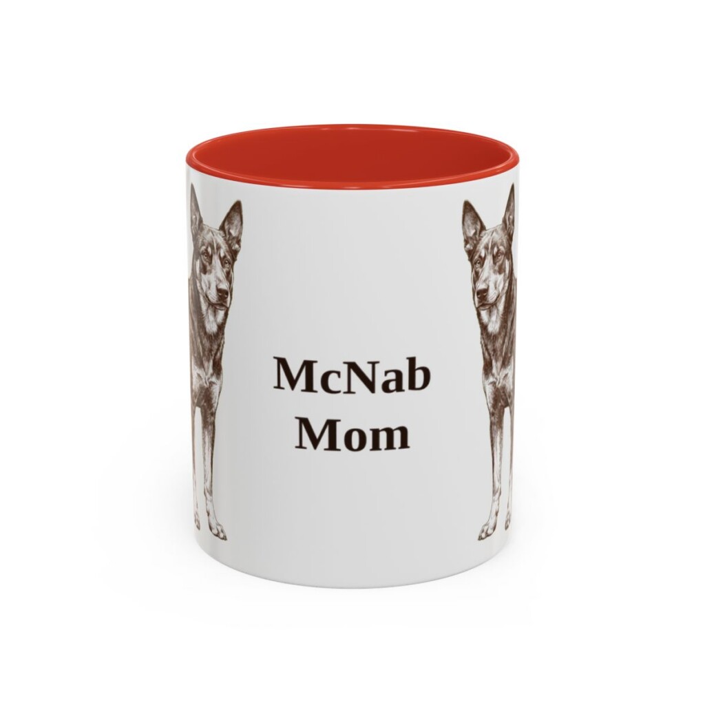 11oz McNab Dog Mom Mug, Red, front view