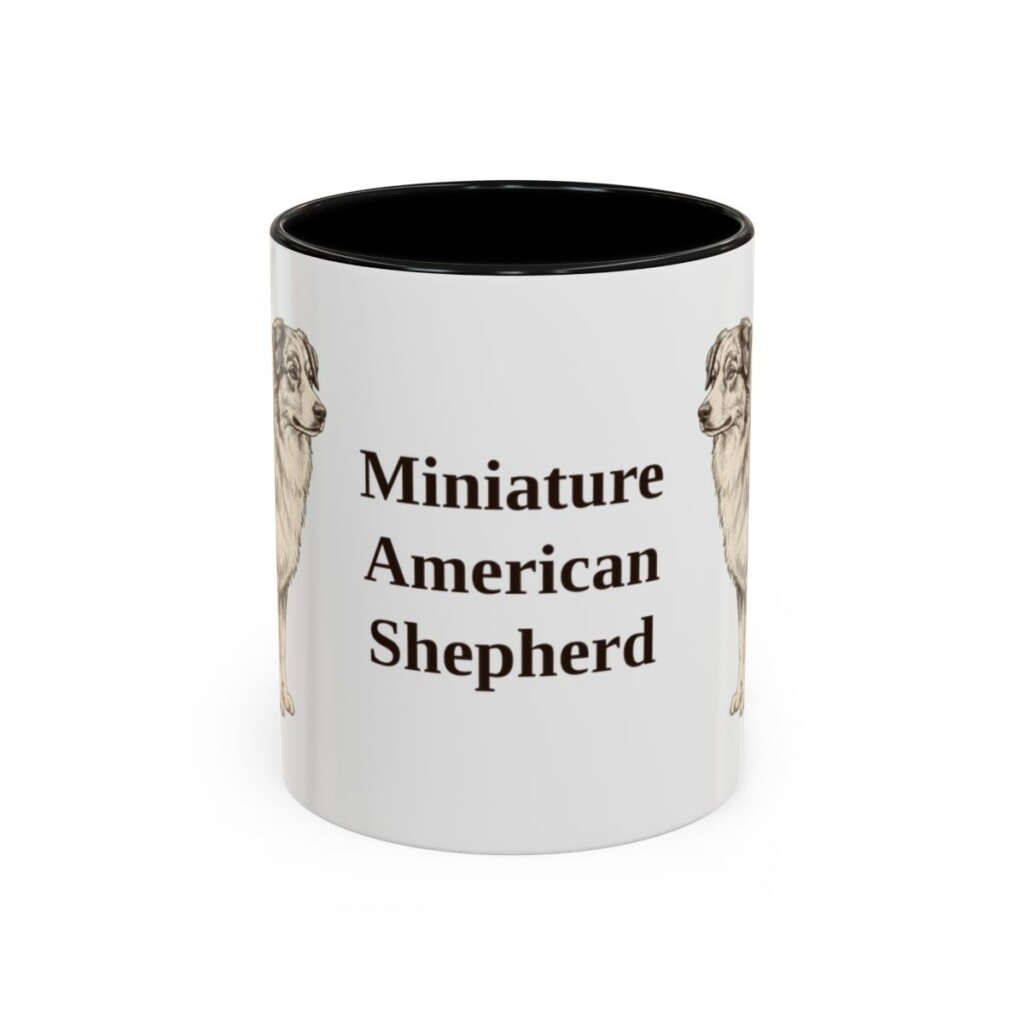 11oz Miniature American Shepherd Mug, Black, front view