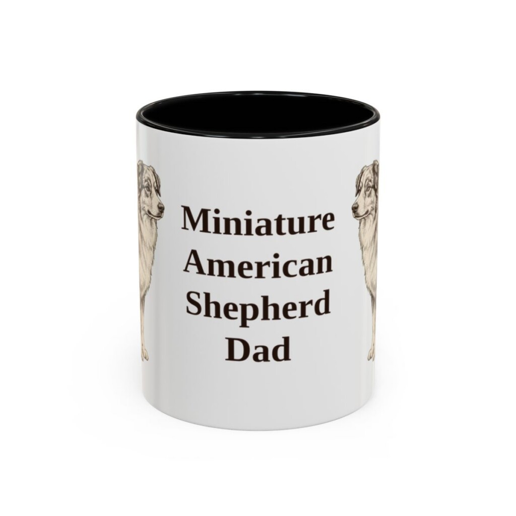 11oz Miniature American Shepherd Dog Dad Mug, Black, front view
