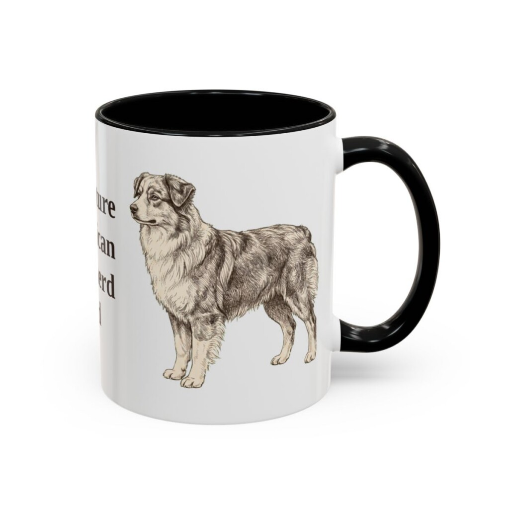 11oz Miniature American Shepherd Dog Dad Mug, Black, right side view