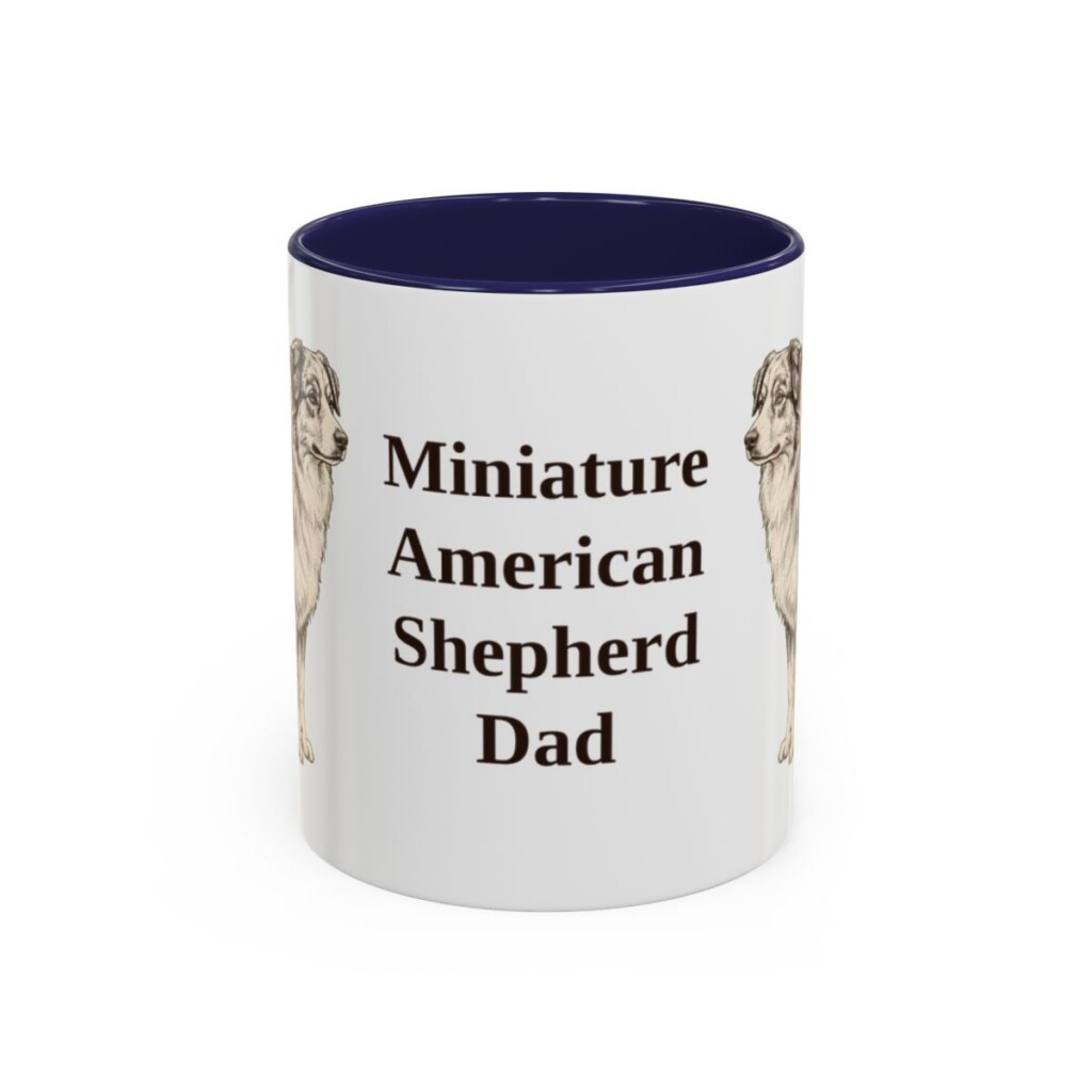 11oz Miniature American Shepherd Dog Dad Mug, Navy, front view