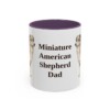 11oz Miniature American Shepherd Dog Dad Mug, Purple, front view