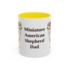 11oz Miniature American Shepherd Dog Dad Mug, Yellow, front view