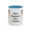 11oz Funny Miniature American Shepherd Mug, Light Blue, front view