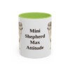 11oz Funny Miniature American Shepherd Mug, Light Green, front view