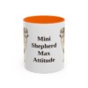 11oz Funny Miniature American Shepherd Mug, Orange, front view
