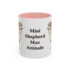 11oz Funny Miniature American Shepherd Mug, Pink, front view