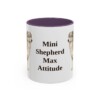 11oz Funny Miniature American Shepherd Mug, Purple, front view