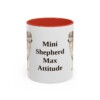 11oz Funny Miniature American Shepherd Mug, Red, front view