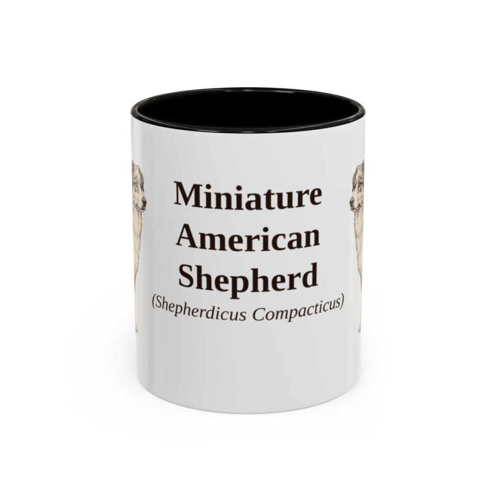 11oz Miniature American Shepherd Latin Mug, Black, front view