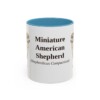 11oz Miniature American Shepherd Latin Mug, Light Blue, front view