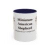 11oz Miniature American Shepherd Latin Mug, Navy, front view