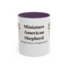 11oz Miniature American Shepherd Latin Mug, Purple, front view