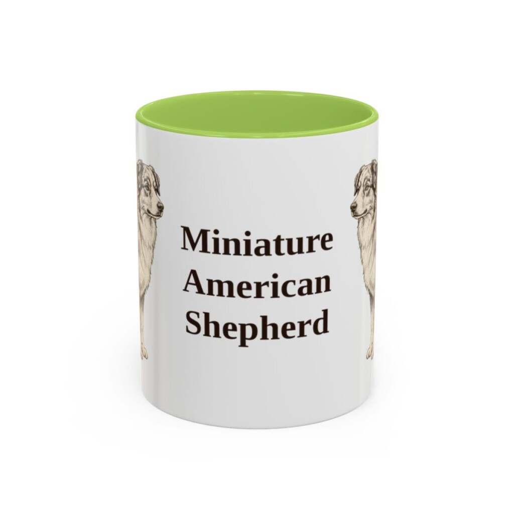 11oz Miniature American Shepherd Mug, Light Green, front view